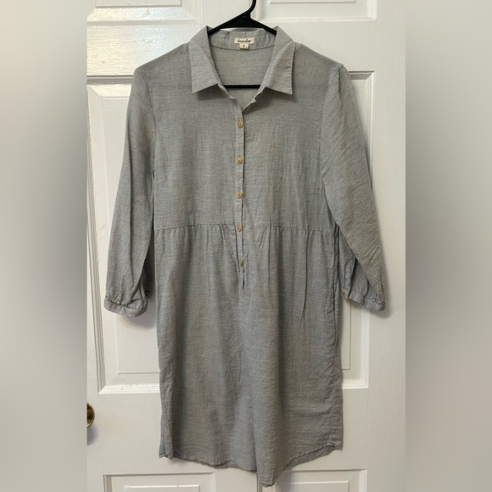 Steven Alan Shirt Dress Size S | Pockets Collared Buttons Light Thin Stripe Midi